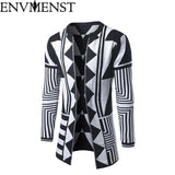 2019 New Fashion Men's Long Style Cardigan Sweater Patchowork Knitted Cardigan Masculino Stitch Man Casual  Sweater