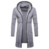 Men's sweater long large pocket hooded cardigan fashion windproof casual Europe size top coat drop shipping discount clothes