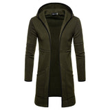 Men's sweater long large pocket hooded cardigan fashion windproof casual Europe size top coat drop shipping discount clothes