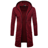 Men's sweater long large pocket hooded cardigan fashion windproof casual Europe size top coat drop shipping discount clothes