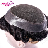 AddBeauty Swiss Lace & PU Toupee Replacement Systems Handmade Men Wig Hairpiece Natural Remy Indian Human Hair 6 Inch