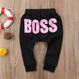 Pudcoco Cute Fashion Kids Baby Boys Girls Pants BOSS Letter Bottoms Trousers Leggings Harem Pants Casual Cotton Outfit 1-5T