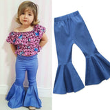 Pudcoco Toddler Kids Baby Girl Denim Flare Long Pants Bell Bottoms Fashion Children Girls Trousers 1-6Y