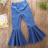 Pudcoco Toddler Kids Baby Girl Denim Flare Long Pants Bell Bottoms Fashion Children Girls Trousers 1-6Y