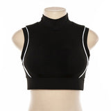 Women 2 Piece Tracksuit Reflective Cropped Top Loose Pants Sets Fashion Female Shine Black Tank Top And Trouser Chandal Mujer