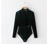 SheMujerSky Autumn Velour Women Bodysuits Sexy Jumpsuit 2017 V Neck Body Woman Long Sleeve Overalls Women's Suit