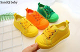 Boys Canvas Shoes Sneakers Girls Tennis Shoes Lace-up Kids Footwear Toddler Bright Yellow Chaussure Zapato Casual SandQ Baby New
