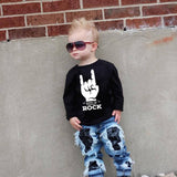 Born To Rock New Kids Tshirt Toddler Boys Fashion Long Sleeve T-shirts Children Autumn Spring Casual Letters Print Clothes