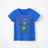 Cartoon Robot Print O Neck children's t-shirt for a boy Cotton Breathable Fashion tshirt kids Unisex Short sleeves girls clothes