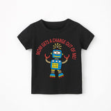 Cartoon Robot Print O Neck children's t-shirt for a boy Cotton Breathable Fashion tshirt kids Unisex Short sleeves girls clothes
