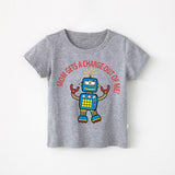 Cartoon Robot Print O Neck children's t-shirt for a boy Cotton Breathable Fashion tshirt kids Unisex Short sleeves girls clothes