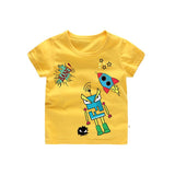 Cartoon Robot Print O Neck children's t-shirt for a boy Cotton Breathable Fashion tshirt kids Unisex Short sleeves girls clothes