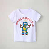 Cartoon Robot Print O Neck children's t-shirt for a boy Cotton Breathable Fashion tshirt kids Unisex Short sleeves girls clothes