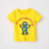 Cartoon Robot Print O Neck children's t-shirt for a boy Cotton Breathable Fashion tshirt kids Unisex Short sleeves girls clothes