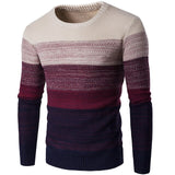 SFIT Autumn Winter Brand Men Sweater O-Neck Striped Slim Men Casual Long Sleeve Patchwork Pollover Sweaters Mens Thin Clothes