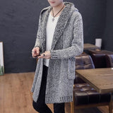 2019 Autumn Winter New Men's Long Sweatercoat Solid Color Long Sleeve Hooded Sweater Coat Outerwear Men Casual Sweater Cardigan