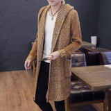 2019 Autumn Winter New Men's Long Sweatercoat Solid Color Long Sleeve Hooded Sweater Coat Outerwear Men Casual Sweater Cardigan