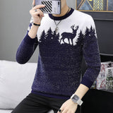 Autumn Korean Fashion Sweater Men Female Sika Deer Pattern Casual  Knitted Pullovers Slim Fit Christmas Gift Male Pull Sweter