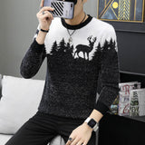 Autumn Korean Fashion Sweater Men Female Sika Deer Pattern Casual  Knitted Pullovers Slim Fit Christmas Gift Male Pull Sweter