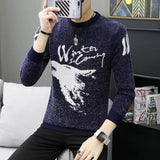 Autumn Korean Fashion Sweater Men Female Sika Deer Pattern Casual  Knitted Pullovers Slim Fit Christmas Gift Male Pull Sweter