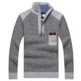 Covrlge Warm Thick Velvet Cashmere Sweaters Men Winter Pullovers Zipper Mandarin Collar Man Casual Clothes Big Size 3XL MZM046