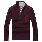 Covrlge Warm Thick Velvet Cashmere Sweaters Men Winter Pullovers Zipper Mandarin Collar Man Casual Clothes Big Size 3XL MZM046