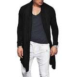 2019 New Men's Long Cardigans Outerwear Autumn Slim Fit Cotton Blend Cardigan Tops Male Black Gray Casual Long Sleeve Cardigan