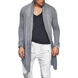 2019 New Men's Long Cardigans Outerwear Autumn Slim Fit Cotton Blend Cardigan Tops Male Black Gray Casual Long Sleeve Cardigan
