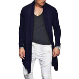 2019 New Men's Long Cardigans Outerwear Autumn Slim Fit Cotton Blend Cardigan Tops Male Black Gray Casual Long Sleeve Cardigan