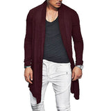 2019 New Men's Long Cardigans Outerwear Autumn Slim Fit Cotton Blend Cardigan Tops Male Black Gray Casual Long Sleeve Cardigan